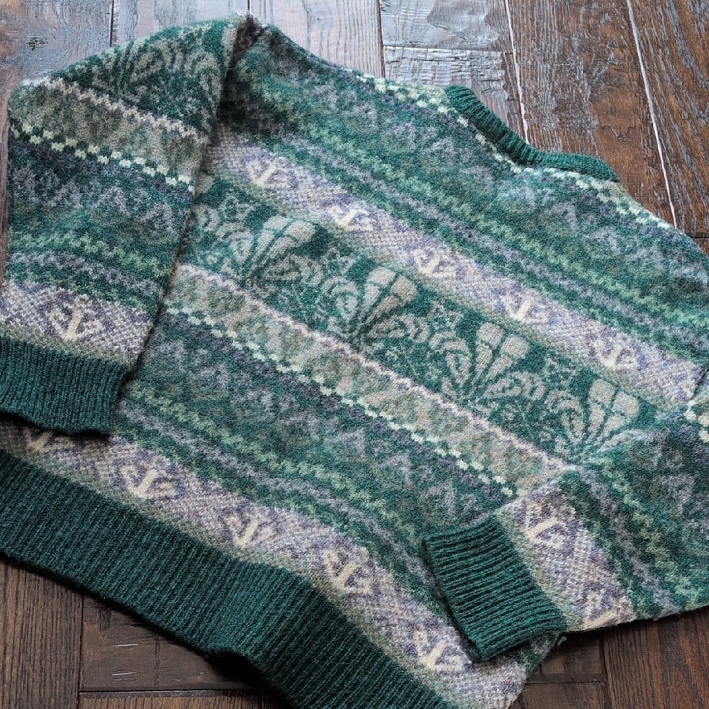 Vintage British Wool Craftcentre Cymru Crew Neck Sweater with Anchor Pattern,M - Picture 3 of 11